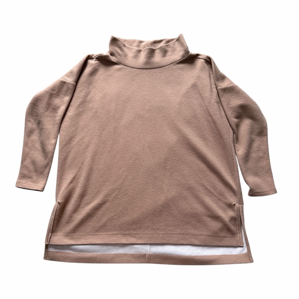 Anthropologie Mock Turtleneck Long‎ Sleeve Tan Women's Sweater Super Soft Size M